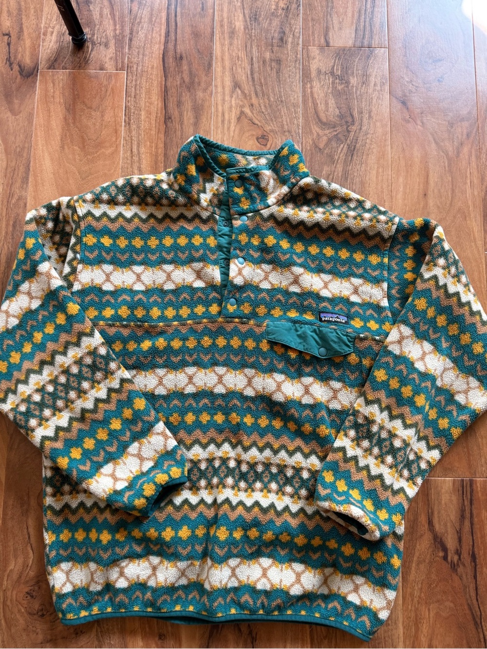 Patagonia Synchilla Aztec Cliff Arbor Green Mens Large Fleece 2015 Out of Print